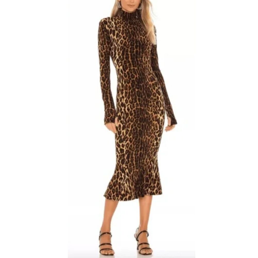 Norma Kamali Leopard Print Midi Dress